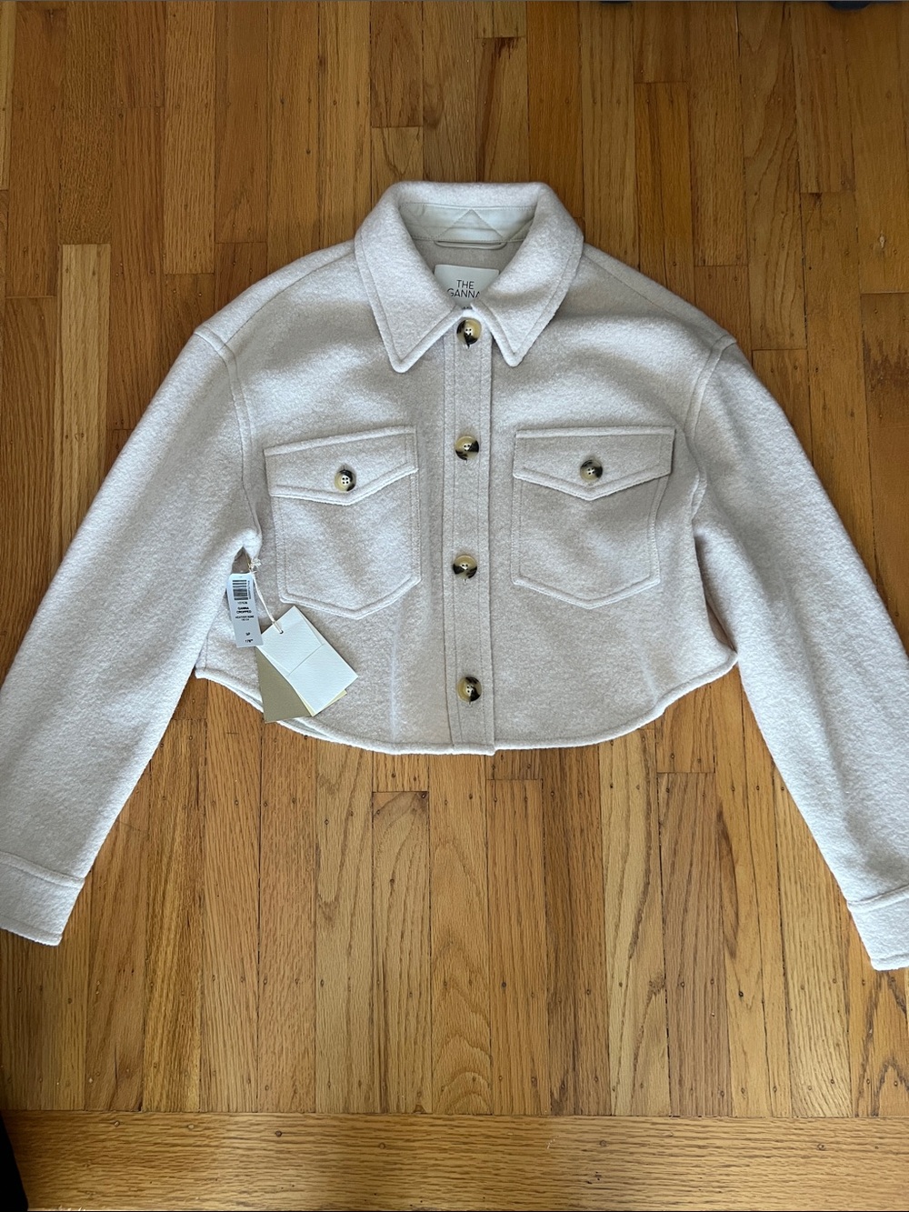 BNWT! Wilfred Aritzia The Ganna cropped cream Heather bone small